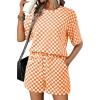 image:imageSHEWIN Womens Plaid 2 Piece Short Sets 2026 Lounge Beach Travel Vacation Outfits Matching Shorts Sweatsuit with PocketsOrange