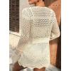 image:imageSHEWIN Crochet Cardigans for Women Long Sleeve Tie Front Bow Cardigan Sweaters Hollow Out Knit Summer Beach Vacation CoverupsBeige