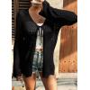 image:imageSHEWIN Crochet Cardigans for Women Long Sleeve Tie Front Bow Cardigan Sweaters Hollow Out Knit Summer Beach Vacation CoverupsBlack