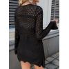 image:imageSHEWIN Crochet Cardigans for Women Long Sleeve Tie Front Bow Cardigan Sweaters Hollow Out Knit Summer Beach Vacation CoverupsBlack