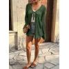 image:imageSHEWIN Crochet Cardigans for Women Long Sleeve Tie Front Bow Cardigan Sweaters Hollow Out Knit Summer Beach Vacation CoverupsBlackish Green