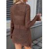 image:imageSHEWIN Crochet Cardigans for Women Long Sleeve Tie Front Bow Cardigan Sweaters Hollow Out Knit Summer Beach Vacation CoverupsCoffee