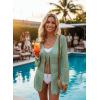 image:imageSHEWIN Crochet Cardigans for Women Long Sleeve Tie Front Bow Cardigan Sweaters Hollow Out Knit Summer Beach Vacation CoverupsGrass Green