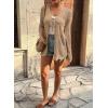 image:imageSHEWIN Crochet Cardigans for Women Long Sleeve Tie Front Bow Cardigan Sweaters Hollow Out Knit Summer Beach Vacation CoverupsParchment