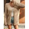 image:imageSHEWIN Crochet Cardigans for Women Long Sleeve Tie Front Bow Cardigan Sweaters Hollow Out Knit Summer Beach Vacation CoverupsParchment