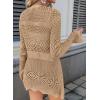 image:imageSHEWIN Crochet Cardigans for Women Long Sleeve Tie Front Bow Cardigan Sweaters Hollow Out Knit Summer Beach Vacation CoverupsParchment