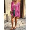 image:imageSHEWIN Crochet Cardigans for Women Long Sleeve Tie Front Bow Cardigan Sweaters Hollow Out Knit Summer Beach Vacation CoverupsRose Red