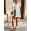 image:imageSHEWIN Crochet Cardigans for Women Long Sleeve Tie Front Bow Cardigan Sweaters Hollow Out Knit Summer Beach Vacation CoverupsWhite