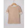 image:imageSHEWIN Womens Summer Tops Cotton V Neck Short Sleeve TShirts Colorblock Casual Tees 2026 ClothesA Apricot