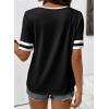 image:imageSHEWIN Womens Summer Tops Cotton V Neck Short Sleeve TShirts Colorblock Casual Tees 2026 ClothesA Black