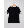 image:imageSHEWIN Womens Summer Tops Cotton V Neck Short Sleeve TShirts Colorblock Casual Tees 2026 ClothesA Black