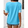 image:imageSHEWIN Womens Summer Tops Cotton V Neck Short Sleeve TShirts Colorblock Casual Tees 2026 ClothesA Blue
