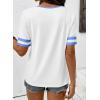 image:imageSHEWIN Womens Summer Tops Cotton V Neck Short Sleeve TShirts Colorblock Casual Tees 2026 ClothesA Blue and White