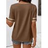 image:imageSHEWIN Womens Summer Tops Cotton V Neck Short Sleeve TShirts Colorblock Casual Tees 2026 ClothesA Brown