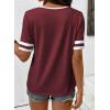 image:imageSHEWIN Womens Summer Tops Cotton V Neck Short Sleeve TShirts Colorblock Casual Tees 2026 ClothesA Burgundy