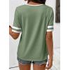image:imageSHEWIN Womens Summer Tops Cotton V Neck Short Sleeve TShirts Colorblock Casual Tees 2026 ClothesA Green