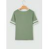 image:imageSHEWIN Womens Summer Tops Cotton V Neck Short Sleeve TShirts Colorblock Casual Tees 2026 ClothesA Green