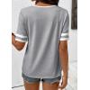 image:imageSHEWIN Womens Summer Tops Cotton V Neck Short Sleeve TShirts Colorblock Casual Tees 2026 ClothesA Grey
