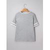 image:imageSHEWIN Womens Summer Tops Cotton V Neck Short Sleeve TShirts Colorblock Casual Tees 2026 ClothesA Grey