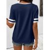 image:imageSHEWIN Womens Summer Tops Cotton V Neck Short Sleeve TShirts Colorblock Casual Tees 2026 ClothesA Navy Blue