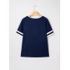 image:imageSHEWIN Womens Summer Tops Cotton V Neck Short Sleeve TShirts Colorblock Casual Tees 2026 ClothesA Navy Blue