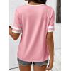 image:imageSHEWIN Womens Summer Tops Cotton V Neck Short Sleeve TShirts Colorblock Casual Tees 2026 ClothesA Pink