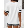 image:imageSHEWIN Womens Summer Tops Cotton V Neck Short Sleeve TShirts Colorblock Casual Tees 2026 ClothesA White
