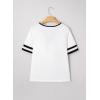 image:imageSHEWIN Womens Summer Tops Cotton V Neck Short Sleeve TShirts Colorblock Casual Tees 2026 ClothesA White