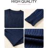 image:imageSHEWIN Womens Sweaters Casual V Neck Long Sleeve Cable Knit Crochet Sweater Spring Outfits for Women 2026Blue