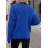 image:imageSHEWIN Womens Sweaters Casual V Neck Long Sleeve Cable Knit Crochet Sweater Spring Outfits for Women 2026Dark Blue