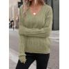 image:imageSHEWIN Womens Sweaters Casual V Neck Long Sleeve Cable Knit Crochet Sweater Spring Outfits for Women 2026Grass Green