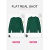 image:imageSHEWIN Womens Sweaters Casual V Neck Long Sleeve Cable Knit Crochet Sweater Spring Outfits for Women 2026Green