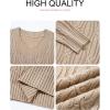 image:imageSHEWIN Womens Sweaters Casual V Neck Long Sleeve Cable Knit Crochet Sweater Spring Outfits for Women 2026Khaki