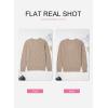 image:imageSHEWIN Womens Sweaters Casual V Neck Long Sleeve Cable Knit Crochet Sweater Spring Outfits for Women 2026Khaki