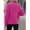 image:imageSHEWIN Womens Sweaters Casual V Neck Long Sleeve Cable Knit Crochet Sweater Spring Outfits for Women 2026Rose Red