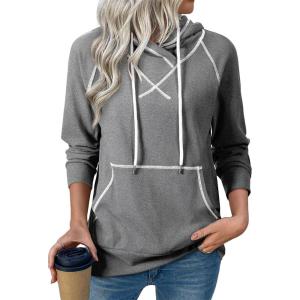 image:imageSHEWIN Womens Hoodies Drawstring Hooded Sweatshirt Pullover Long Sleeve Tops Womens Fall Fashion 2025Gray