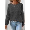 image:imageSHEWIN Fall Women Long Sleeve Tops Waffle Knit Shirts Multicolor Fabric Blouses 2026Black