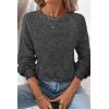image:imageSHEWIN Fall Women Long Sleeve Tops Waffle Knit Shirts Multicolor Fabric Blouses 2026Black