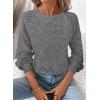 image:imageSHEWIN Fall Women Long Sleeve Tops Waffle Knit Shirts Multicolor Fabric Blouses 2026Gray