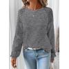 image:imageSHEWIN Fall Women Long Sleeve Tops Waffle Knit Shirts Multicolor Fabric Blouses 2026Gray
