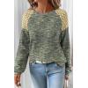 image:imageSHEWIN Fall Women Long Sleeve Tops Waffle Knit Shirts Multicolor Fabric Blouses 2026Green