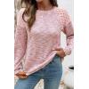 image:imageSHEWIN Fall Women Long Sleeve Tops Waffle Knit Shirts Multicolor Fabric Blouses 2026Pink