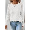 image:imageSHEWIN Fall Women Long Sleeve Tops Waffle Knit Shirts Multicolor Fabric Blouses 2026White