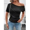 image:imageSHEWIN Going Out Tops for Women Sexy Short Sleeve Off Shoulder Top Pullover Womens Summer Tops 2026Black