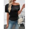 image:imageSHEWIN Going Out Tops for Women Sexy Short Sleeve Off Shoulder Top Pullover Womens Summer Tops 2026Black