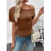 image:imageSHEWIN Going Out Tops for Women Sexy Short Sleeve Off Shoulder Top Pullover Womens Summer Tops 2026Chestnut