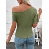image:imageSHEWIN Going Out Tops for Women Sexy Short Sleeve Off Shoulder Top Pullover Womens Summer Tops 2026Moss Green
