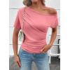 image:imageSHEWIN Going Out Tops for Women Sexy Short Sleeve Off Shoulder Top Pullover Womens Summer Tops 2026Peach Blossom