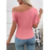 image:imageSHEWIN Going Out Tops for Women Sexy Short Sleeve Off Shoulder Top Pullover Womens Summer Tops 2026Peach Blossom