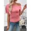 image:imageSHEWIN Going Out Tops for Women Sexy Short Sleeve Off Shoulder Top Pullover Womens Summer Tops 2026Peach Blossom